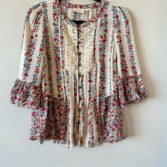 Anthropologie-maeve Hiver Floral Peasant Blouse (Size:2) - Picture 7 of 12